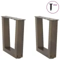 Pieds de table à manger forme V 2 pcs acier naturel acier