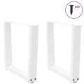 Pieds de table à manger forme V 2pcs blanc 50x(42-43,3)cm acier