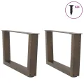 Pieds de table à manger forme V 2 pcs acier naturel acier