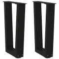 Pieds de table à manger en forme de V 2 pcs noir 28x(42-43,3)cm