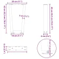 Pieds de table à manger en forme de V 2 pcs noir 28x(42-43,3)cm