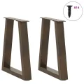 Pieds de table à manger en forme de V 2 pcs acier naturel acier