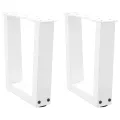 Pieds de table à manger forme V 2pcs blanc 30x(30-31,3)cm acier
