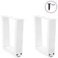 Pieds de table à manger forme V 2pcs blanc 30x(30-31,3)cm acier