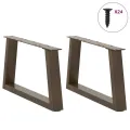 Pieds de table à manger forme V 2 pcs acier naturel acier