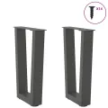 Pieds de table à manger en forme de V 2 pcs anthracite acier