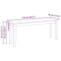 Banc 110 cm bois massif caoutchouc