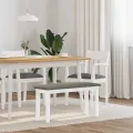 Banc 90 cm blanc bois massif caoutchouc