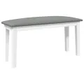 Banc 90 cm blanc bois massif caoutchouc