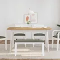 Banc 90 cm blanc bois massif caoutchouc