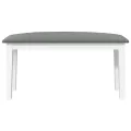 Banc 90 cm blanc bois massif caoutchouc