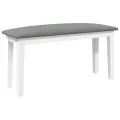Banc 90 cm blanc bois massif caoutchouc