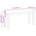 Banc 90 cm blanc bois massif caoutchouc