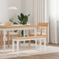 Banc 110 cm blanc bois massif caoutchouc