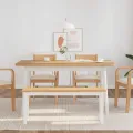 Banc 110 cm blanc bois massif caoutchouc