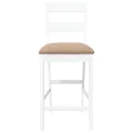 Tabourets de bar avec coussins 2 pcs blanc bois massif d'hévéa