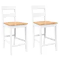 VidaXL Tabourets de bar 2 pcs blanc bois massif d'hévéa