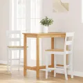 VidaXL Tabourets de bar 2 pcs blanc bois massif d'hévéa