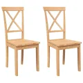 Chaises à manger 2 pcs bois massif caoutchouc