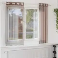 Rideaux en voile avec œillets 2 pcs marron 140x140 cm