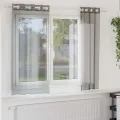 Rideaux en voile avec œillets 2 pcs gris foncé 140x175 cm