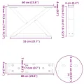Pieds de table basse 2 pcs noir 60x(30-31,3) cm acier