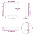 Pieds de table à manger forme de U 2 pcs 90x(72-73,3) cm acier
