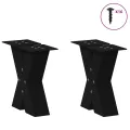 Pieds de table basse forme de X 2 pcs noir 40x(30-31) cm acier