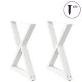 Pieds de table à manger 2pcs blanc 70x(72-73,3)cm acier