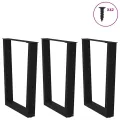 Pieds de table à manger forme de V 3 pcs noir 70x(72-73,3) cm