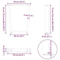 Pieds de table à manger forme de V 3 pcs noir 70x(72-73,3) cm
