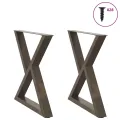 Pieds de table à manger 2pcs acier naturel 80x(72-73,3)cm acier