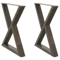 Pieds de table à manger 2pcs acier naturel 80x(72-73,3)cm acier