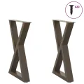 Pieds de table à manger 2 pcs acier naturel acier