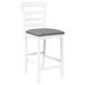 Tabourets de bar avec coussins 2 pcs blanc bois massif d'hévéa