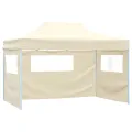 Tente pliable avec 4 parois latéraux 3 x 4,5 m Blanc crème