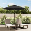 Parasol d'extérieur avec LED et mât en acier 300 cm Anthracite