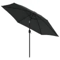 Parasol d'extérieur avec LED et mât en acier 300 cm Anthracite