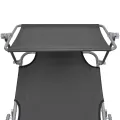 Chaise longue pliable avec auvent Gris Aluminium