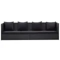 Lit de jardin avec coussin et oreiller Résine tressée Noir