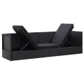 Lit de jardin avec coussin et oreiller Résine tressée Noir