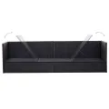 Lit de jardin avec coussin et oreiller Résine tressée Noir