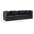 Lit de jardin avec coussin et oreiller Résine tressée Noir