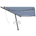 Auvent automatique sur pied 500x300 cm Bleu/Blanc