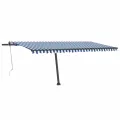 Auvent automatique sur pied 500x300 cm Bleu/Blanc