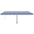 Auvent automatique sur pied 500x300 cm Bleu/Blanc