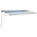 Auvent automatique sur pied 500x300 cm Bleu/Blanc