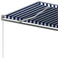 Auvent automatique sur pied 500x300 cm Bleu/Blanc