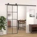 Porte coulissante avec kit de quincaillerie 76x205 cm Verre ESG
