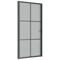 Porte intérieure 102,5x201,5 cm Noir Verre mat et aluminium